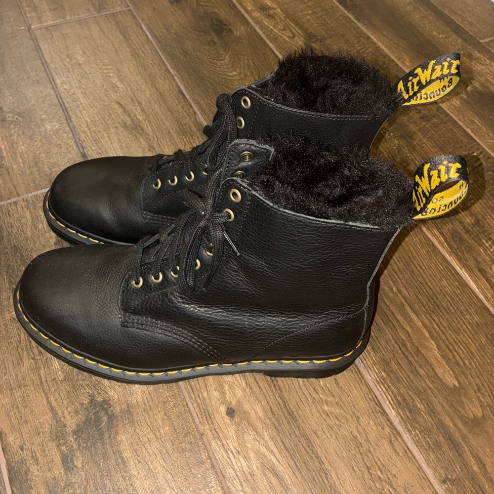 Dr. Martens Black Boots with Yellow Stitching